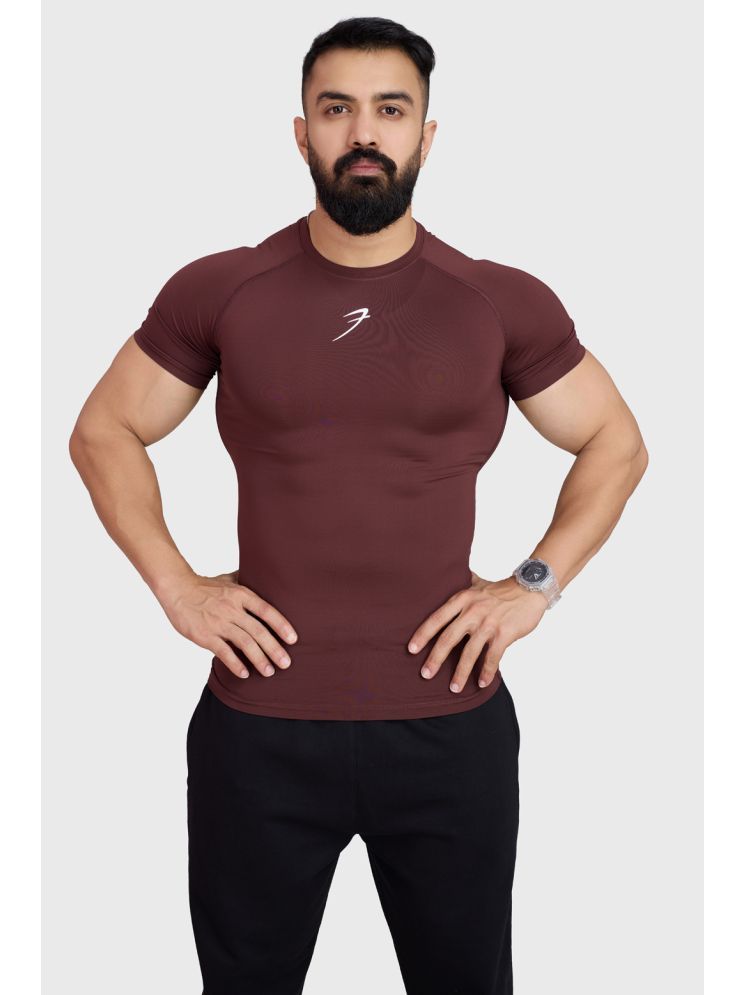     			Fuaark Brown Polyester Slim Fit Men's Compression T-Shirt ( Pack of 1 )