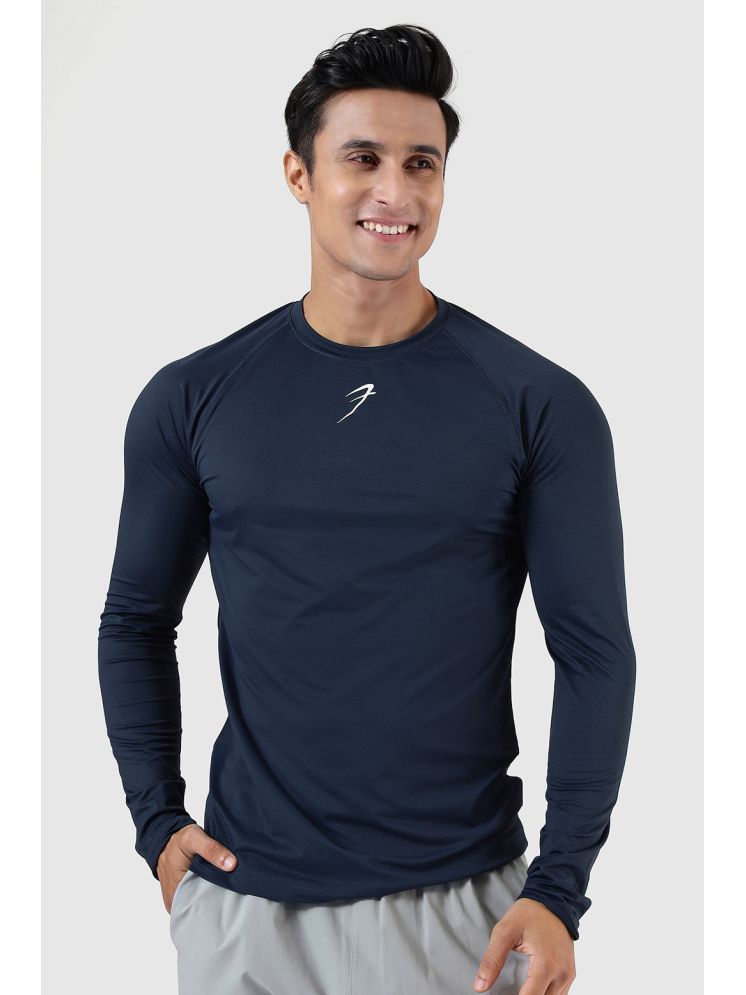     			Fuaark Navy Polyester Slim Fit Men's Sports T-Shirt ( Pack of 1 )