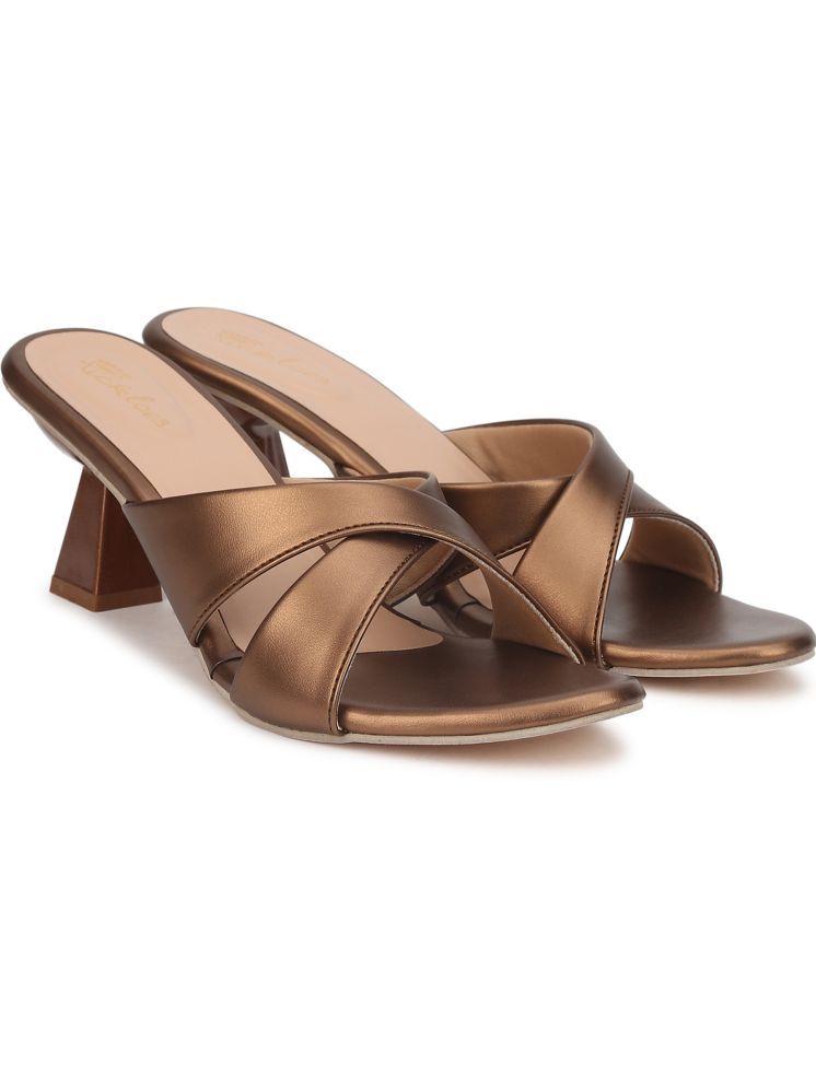     			Picktoes Gold Women's Sandal Heels