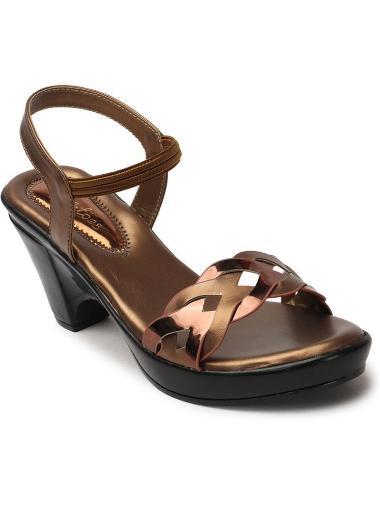     			Picktoes Gold Women's Sandal Heels