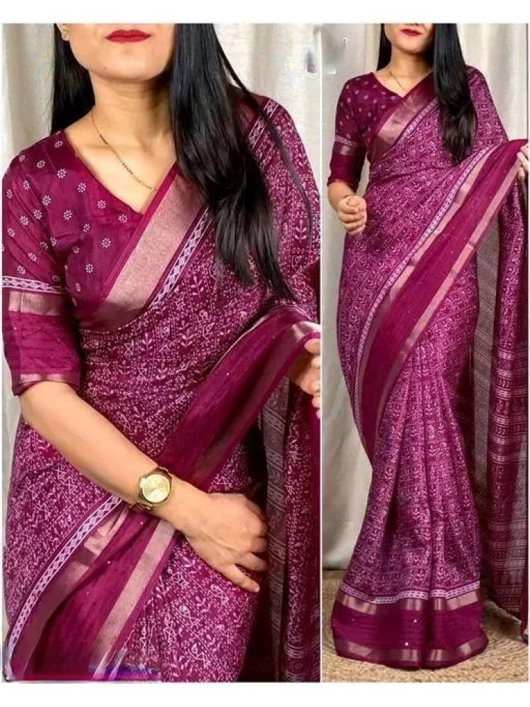     			Sanjana Silk Pack of 1 Silk Blend Printed Saree With Blouse Piece ( Wine )