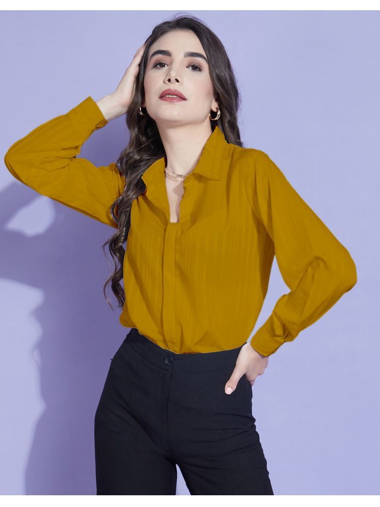     			Selvia Yellow Cotton Blend Women's Shirt Style Top ( Pack of 1 )