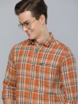 The Indian Garage Co Men Orange & Teal Blue Slim Fit Checked Casual Shirt