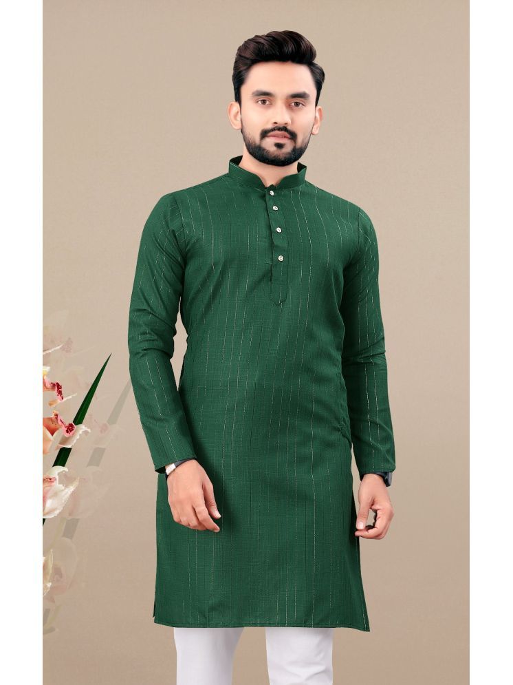     			Balaji's Dark Green Cotton Men's Regular Kurta ( Pack of 1 )