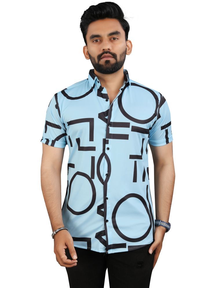     			Fashionfricks Elastane Regular Fit Printed Half Sleeves Men's Casual Shirt - Blue ( Pack of 1 )