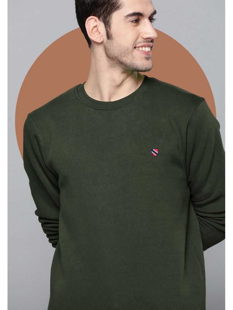     			Merriment Fleece Round Neck Men's Sweatshirt - Olive ( Pack of 1 )