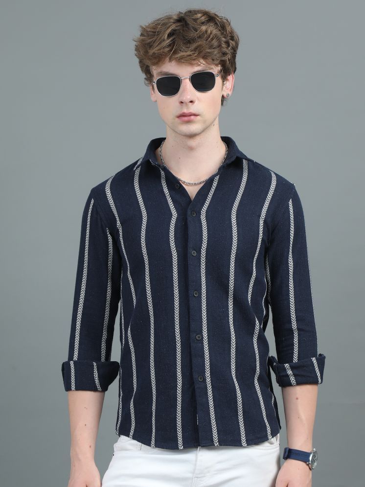     			Paul Street Cotton Blend Regular Fit Striped Full Sleeves Men's Casual Shirt - Navy ( Pack of 1 )