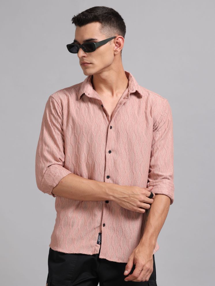     			Paul Street Polyester Slim Fit Self Design Full Sleeves Men's Casual Shirt - Pink ( Pack of 1 )