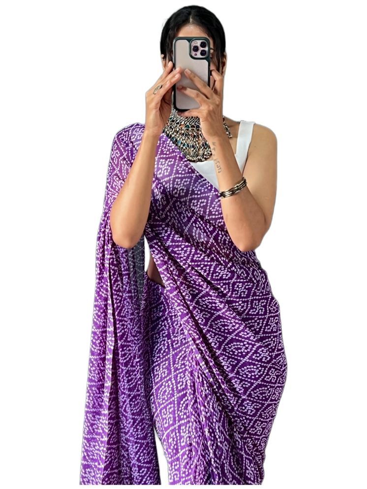     			Sidhidata Pack of 1 Georgette Printed Saree With Blouse Piece ( Purple )