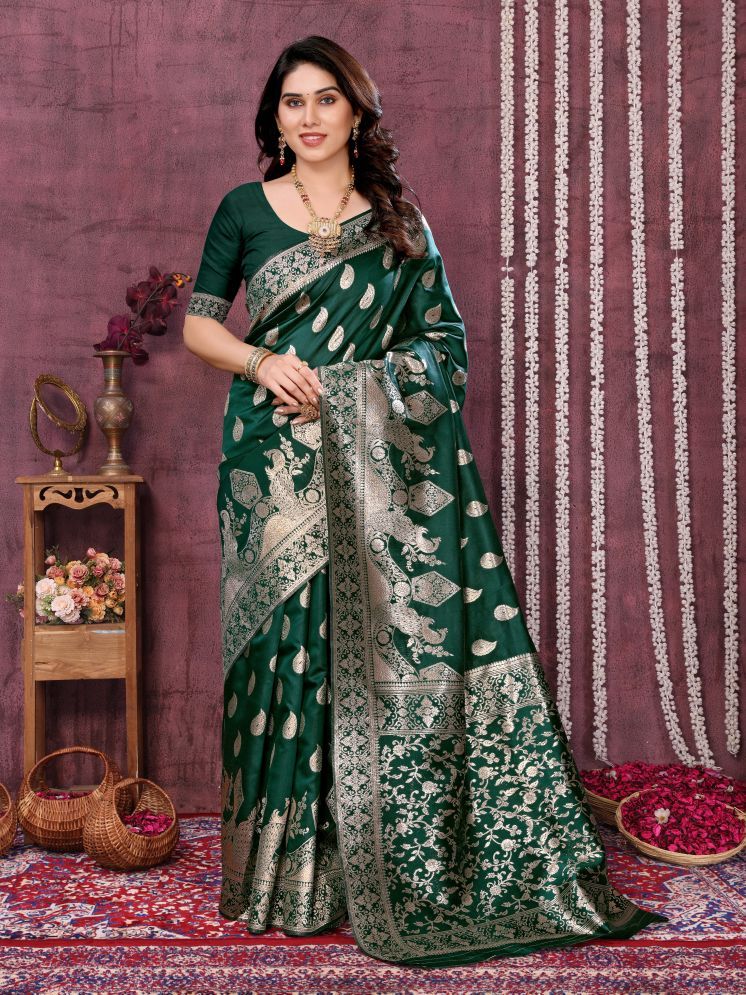     			Sidhidata Pack of 1 Jacquard Woven Saree With Blouse Piece ( Rani )