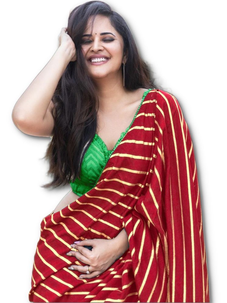     			Sidhidata Pack of 1 Silk Striped Saree With Blouse Piece ( Red )