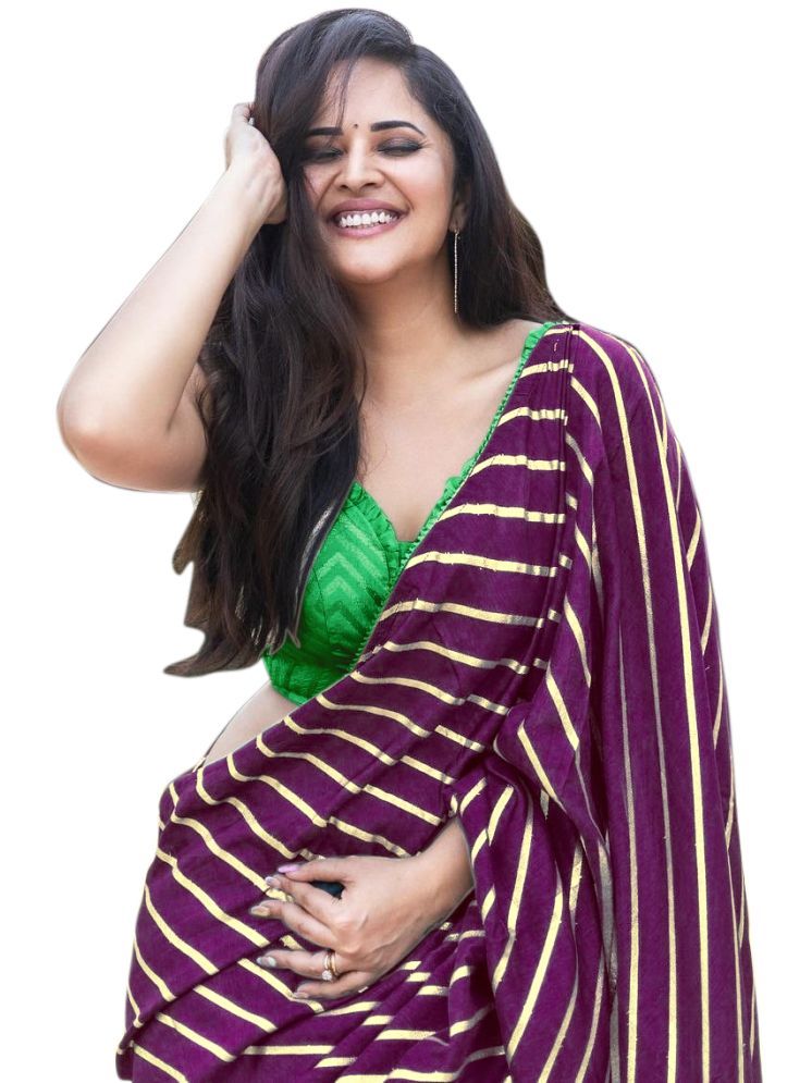     			Sidhidata Pack of 1 Silk Striped Saree With Blouse Piece ( Purple )