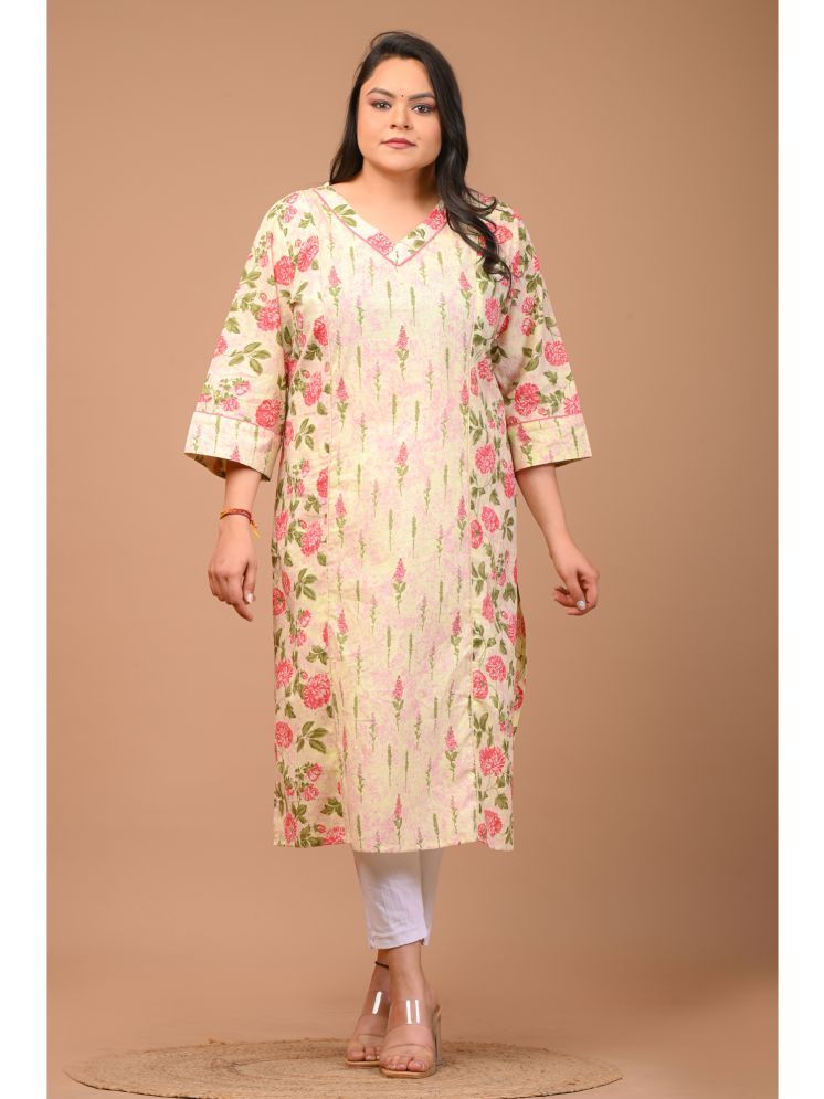     			Swasti Pack of 1 Cotton Printed Straight Women's Kurti - ( Yellow )