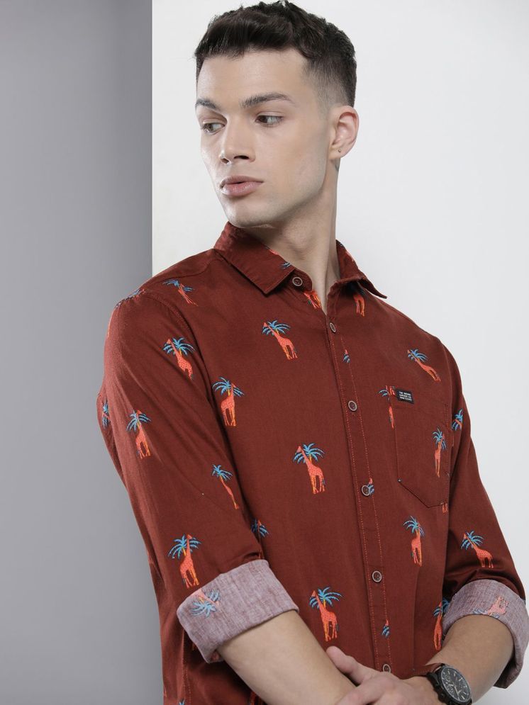     			The Indian Garage Co Men Burgundy Printed Casual Shirt