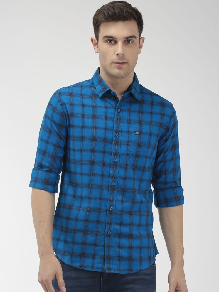     			The Indian Garage Co Men Blue Slim Fit Checked Casual Shirt