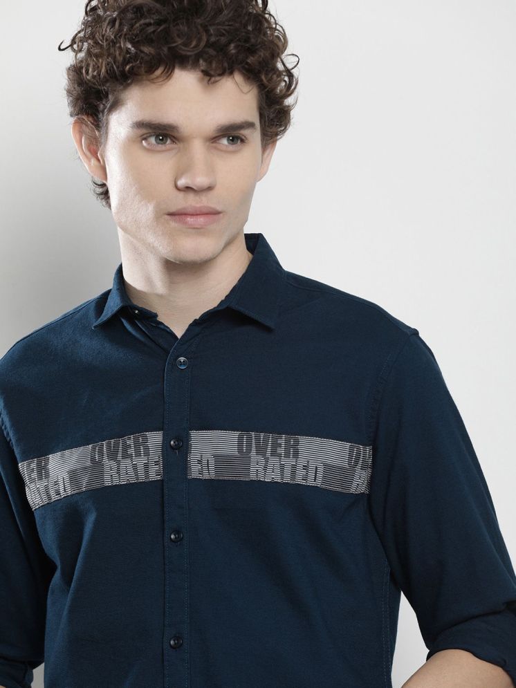     			The Indian Garage Co Men Navy Blue Printed Casual Cotton Shirt