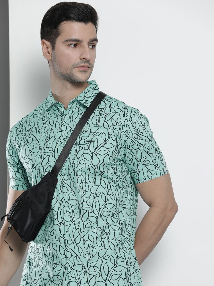     			The Indian Garage Co Men Sea Green Comfort Printed Cotton Casual Shirt