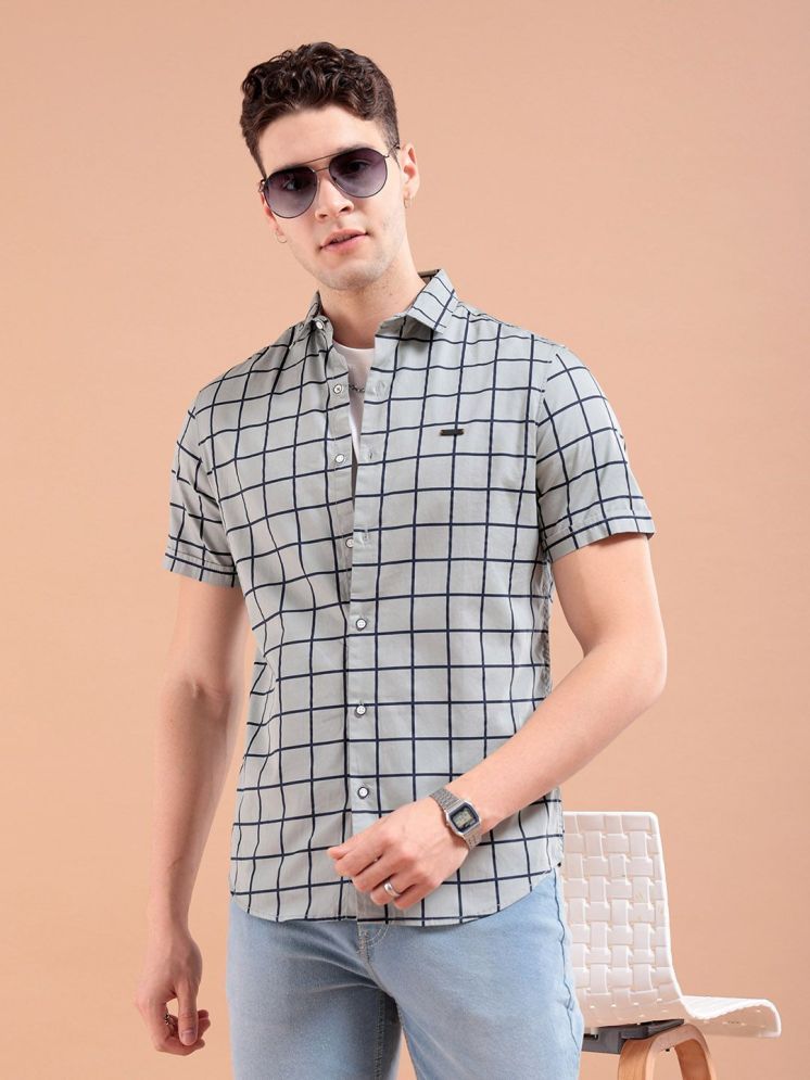     			The Indian Garage Co Men Grey Slim Fit Checked Casual Shirt