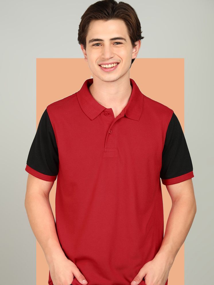     			XFOX Pack of 1 Cotton Blend Regular Fit Colorblock Half Sleeves Men's Polo T Shirt ( Maroon )