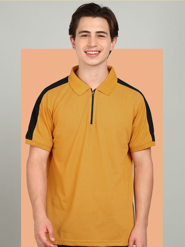     			XFOX Pack of 1 Cotton Blend Regular Fit Colorblock Half Sleeves Men's Polo T Shirt ( Mustard )