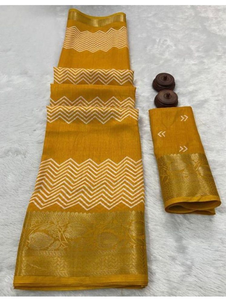     			Bhuwal Fashion Pack of 1 Art Silk Printed Saree With Blouse Piece ( Yellow1 )