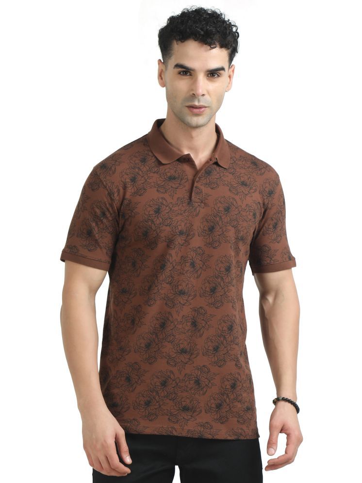     			Cool Colors Pack of 1 Cotton Regular Fit Printed Half Sleeves Men's Polo T Shirt ( Coffee )