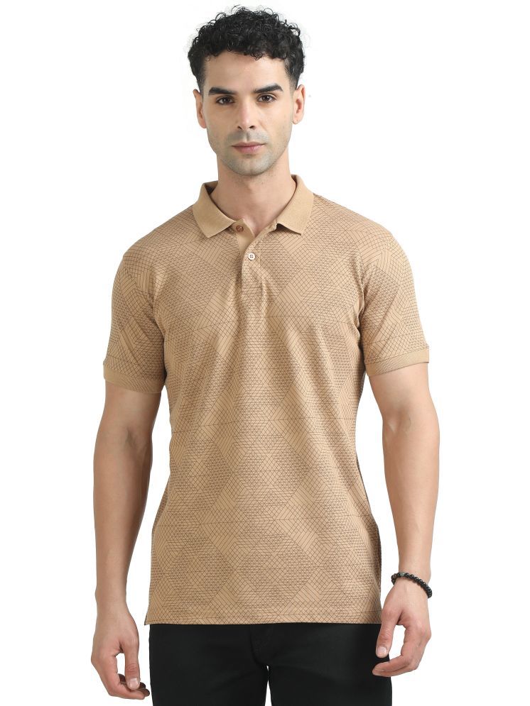     			Cool Colors Pack of 1 Cotton Regular Fit Printed Half Sleeves Men's Polo T Shirt ( Khaki )