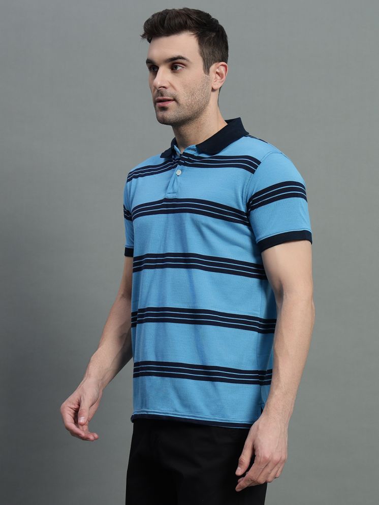     			GET GOLF Pack of 1 Cotton Blend Regular Fit Striped Half Sleeves Men's Polo T Shirt ( Blue )