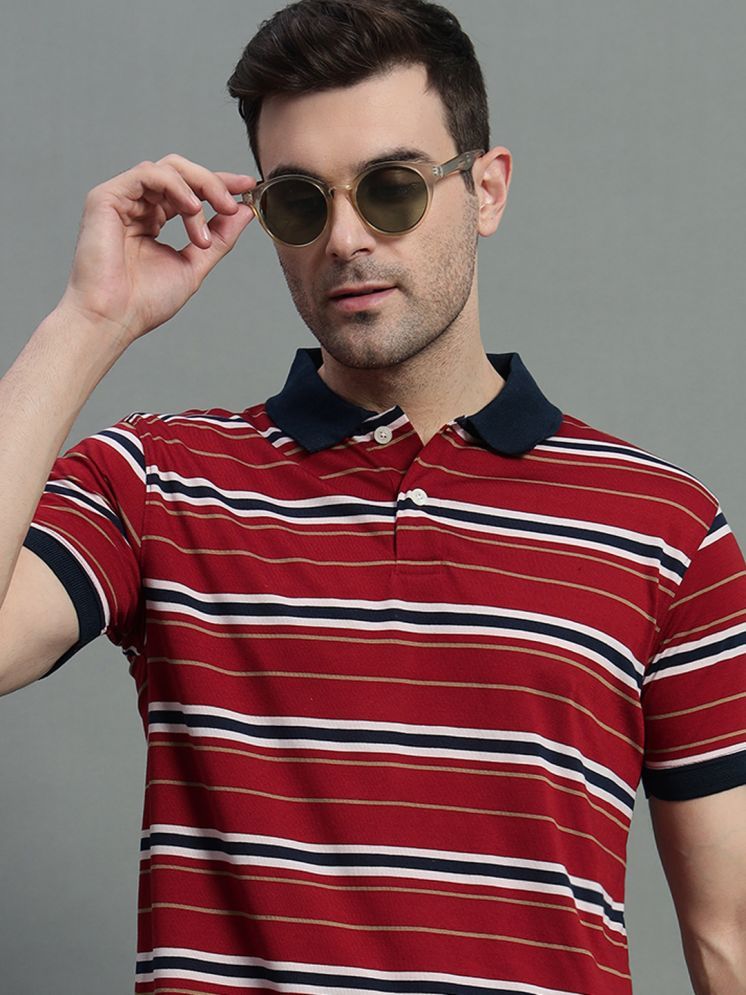     			GET GOLF Pack of 1 Cotton Blend Regular Fit Striped Half Sleeves Men's Polo T Shirt ( Maroon )