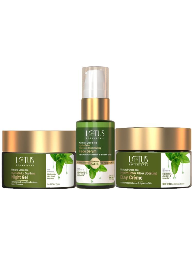     			Lotus Botanicals Natural Green Tea Day Cream 50g , Night Gel 50g , Face Serum 30ml (Packof 3)