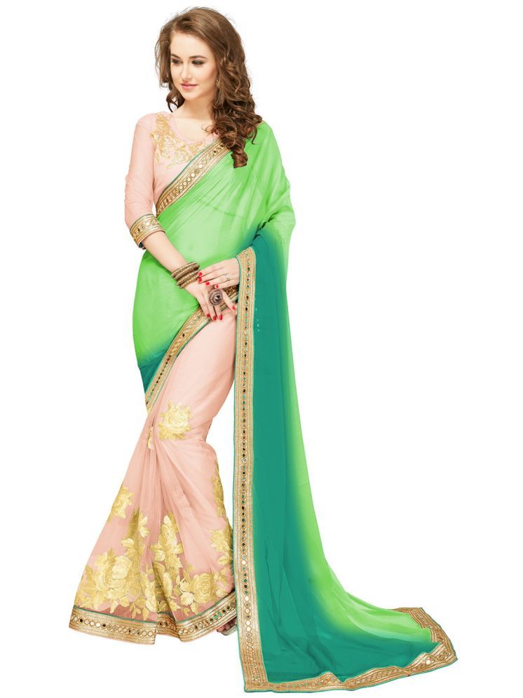     			Sariya Pack of 1 Chiffon Embroidered Saree With Blouse Piece ( Green )