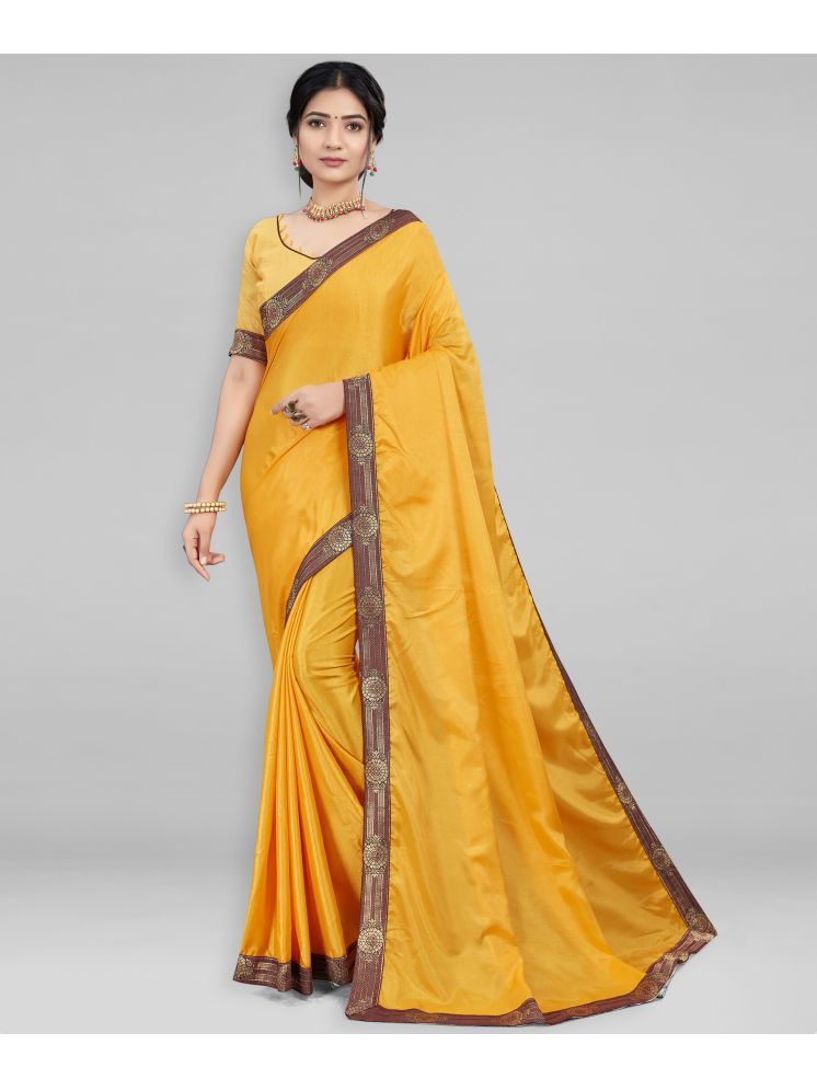     			Sariya Pack of 1 Silk Blend Solid Saree With Blouse Piece ( Yellow )