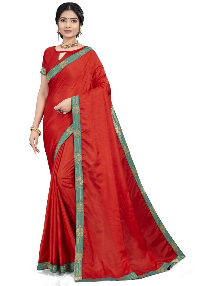     			Sariya Pack of 1 Silk Blend Solid Saree With Blouse Piece ( Red )