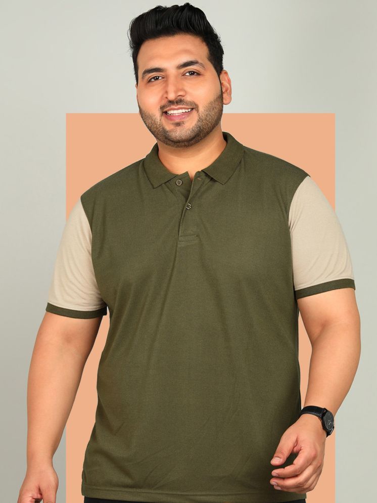     			XFOX Pack of 1 Cotton Blend Regular Fit Colorblock Half Sleeves Men's Polo T Shirt ( Olive )