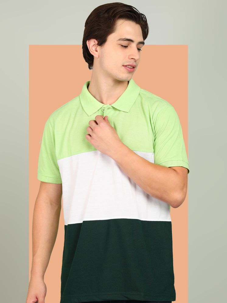     			XFOX Pack of 1 Cotton Blend Regular Fit Colorblock Half Sleeves Men's Polo T Shirt ( Sea Green )