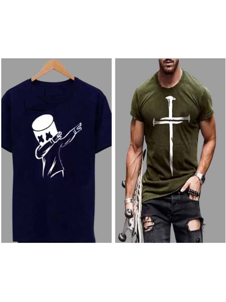     			attitude start of fashion Pack of 2 Polyester Regular Fit Men's T-Shirt ( Olive )