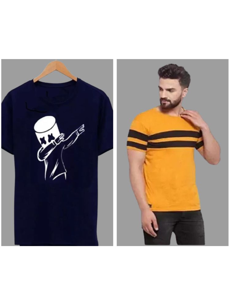     			attitude start of fashion Pack of 2 Polyester Regular Fit Men's T-Shirt ( Mustard )