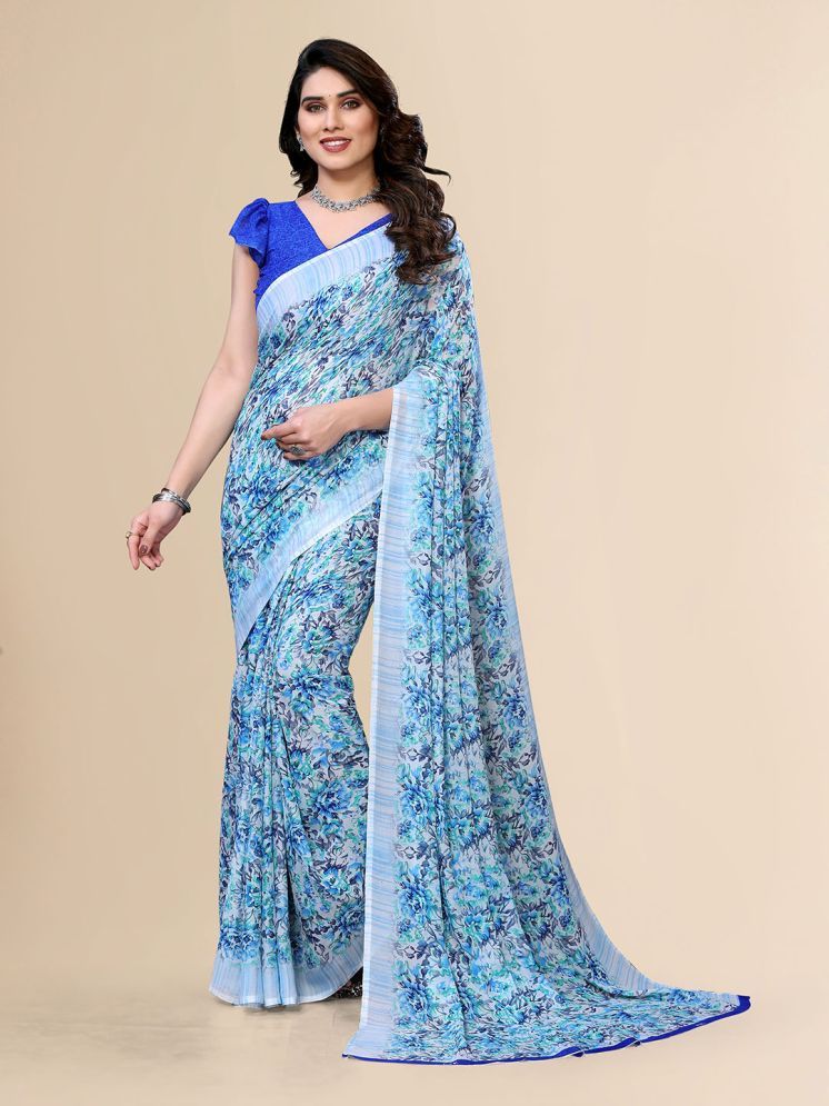     			ANAND SAREES Pack of 1 Georgette Printed Saree With Blouse Piece ( Blue )