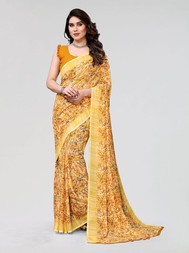     			ANAND SAREES Pack of 1 Georgette Printed Saree With Blouse Piece ( Yellow )