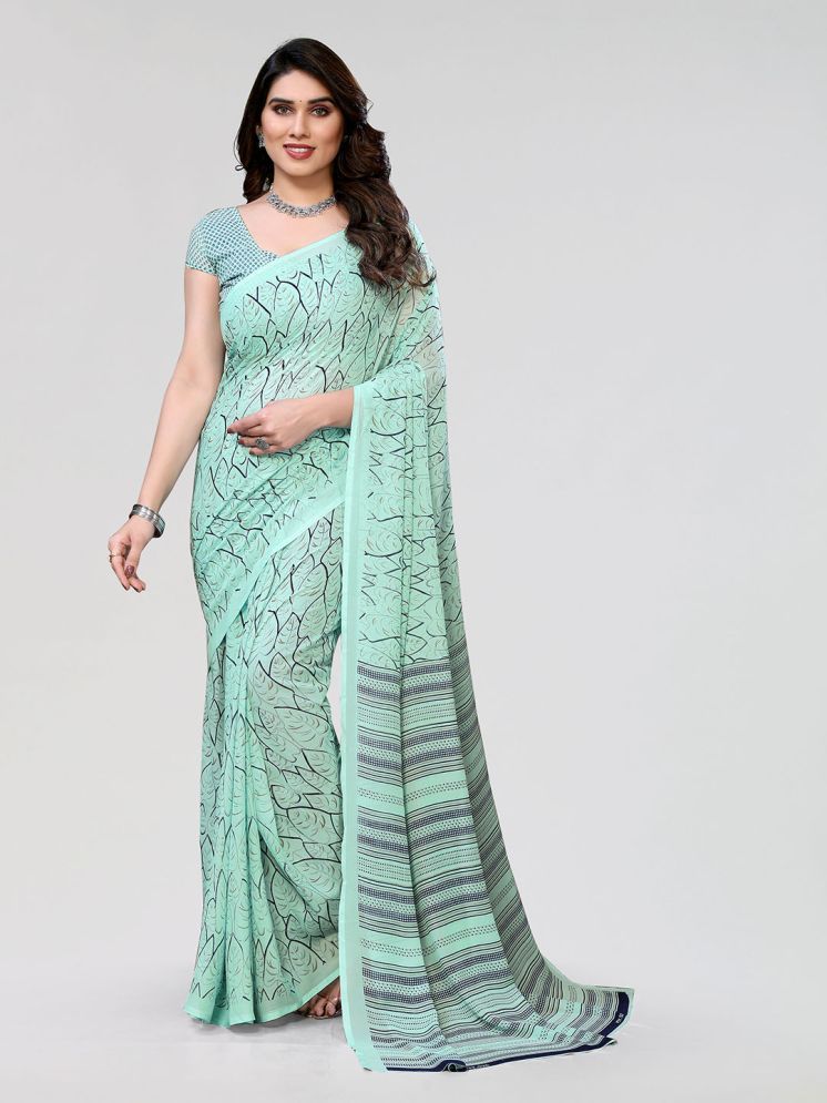     			ANAND SAREES Pack of 1 Georgette Printed Saree With Blouse Piece ( Light Green )