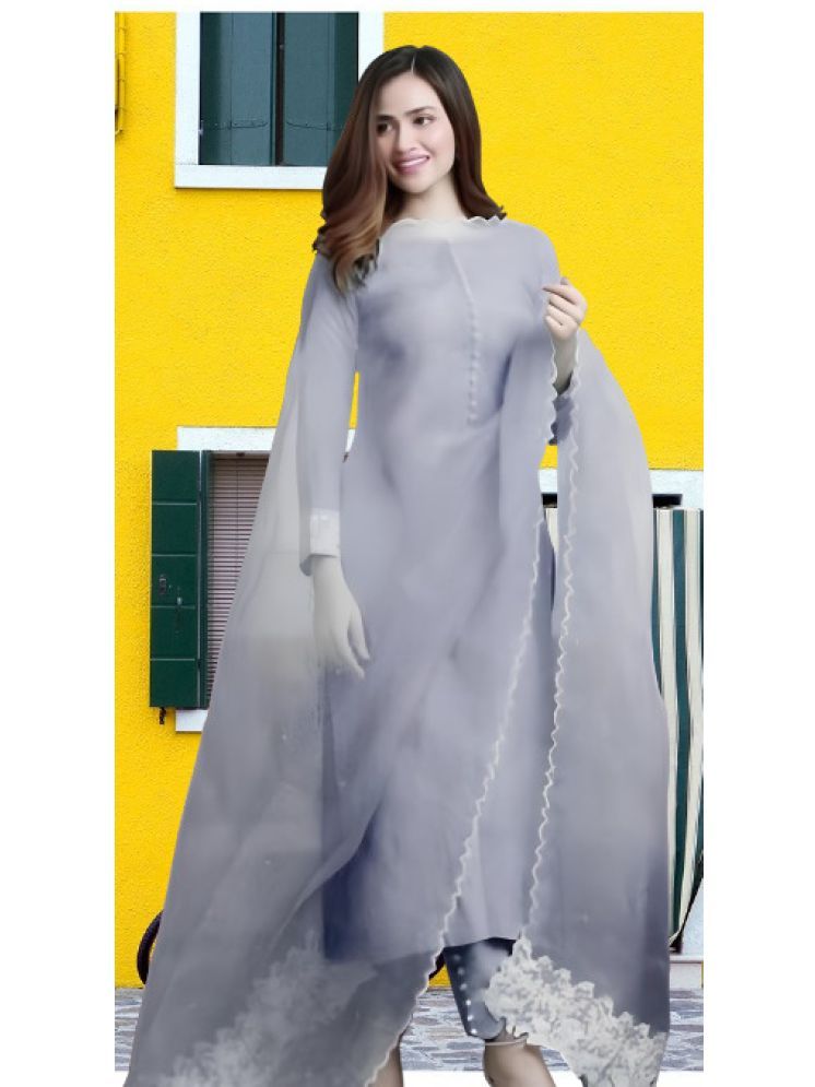     			BIPIN FASHION Cotton Silk Solid Kurti With Pants Women's Stitched Salwar Suit - Grey ( Pack of 1 )