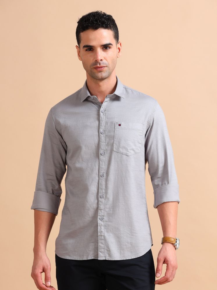     			Cool Colors 100% Cotton Slim Fit Solids Full Sleeves Men's Casual Shirt - Grey ( Pack of 1 )