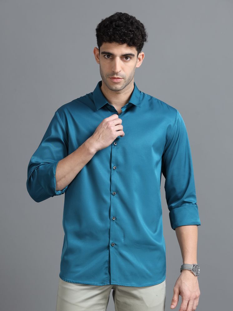     			Cool Colors 100% Cotton Slim Fit Solids Full Sleeves Men's Casual Shirt - Indigo ( Pack of 1 )