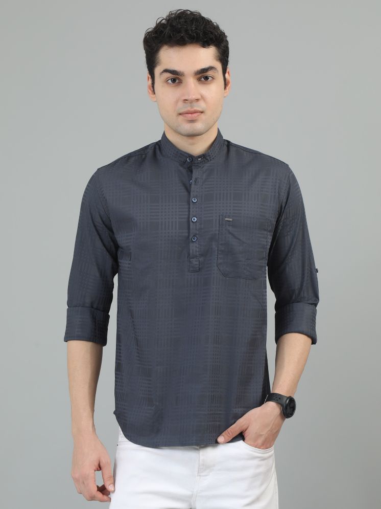     			Cool Colors 100% Cotton Slim Fit Checks Full Sleeves Men's Casual Shirt - Dark Grey ( Pack of 1 )