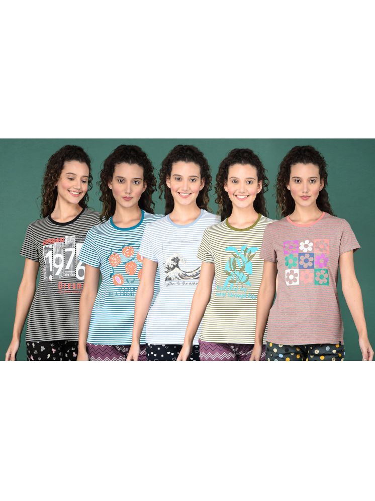     			Dollar Multi Cotton Blend Tees - Pack of 5