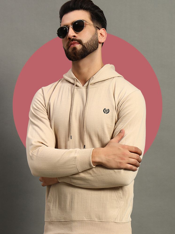     			Hushbucks Fleece Hooded Men's Sweatshirt - Beige ( Pack of 1 )