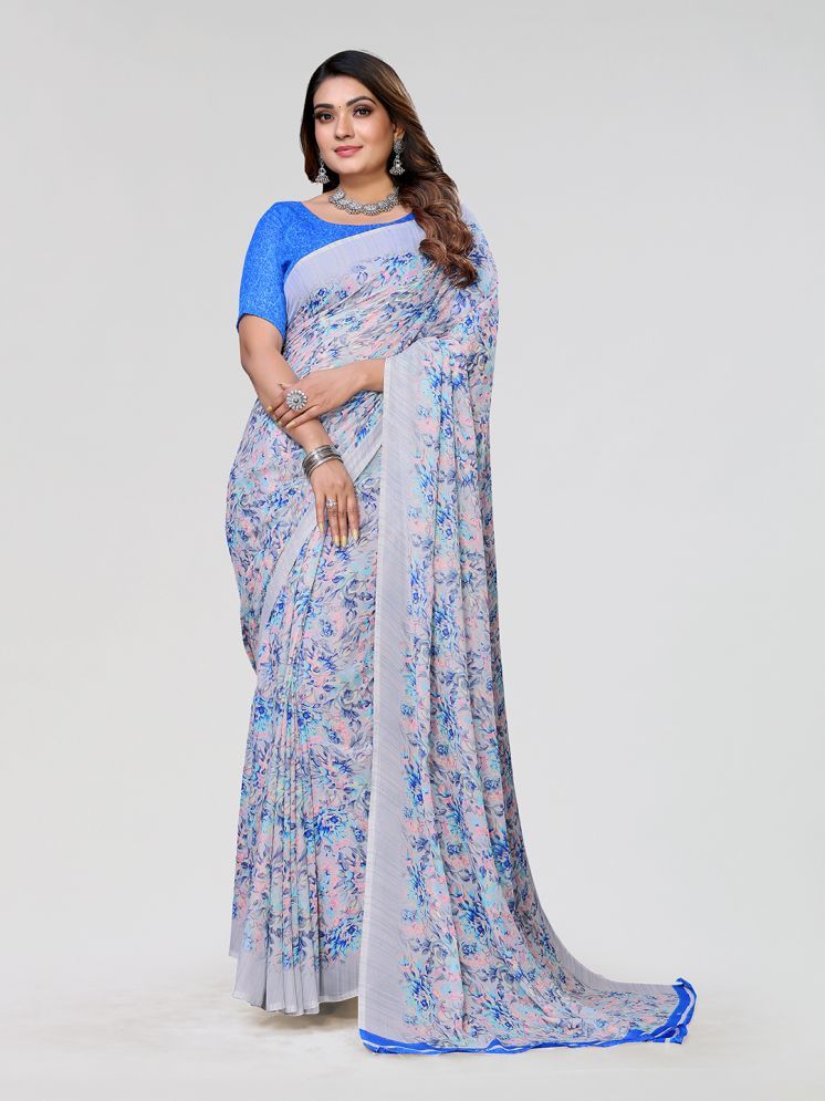     			Kashvi Sarees Pack of 1 Georgette Printed Saree With Blouse Piece ( Blue )