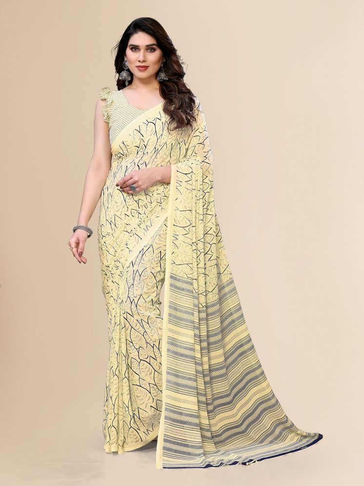     			Kashvi Sarees Pack of 1 Georgette Printed Saree With Blouse Piece ( Cream )