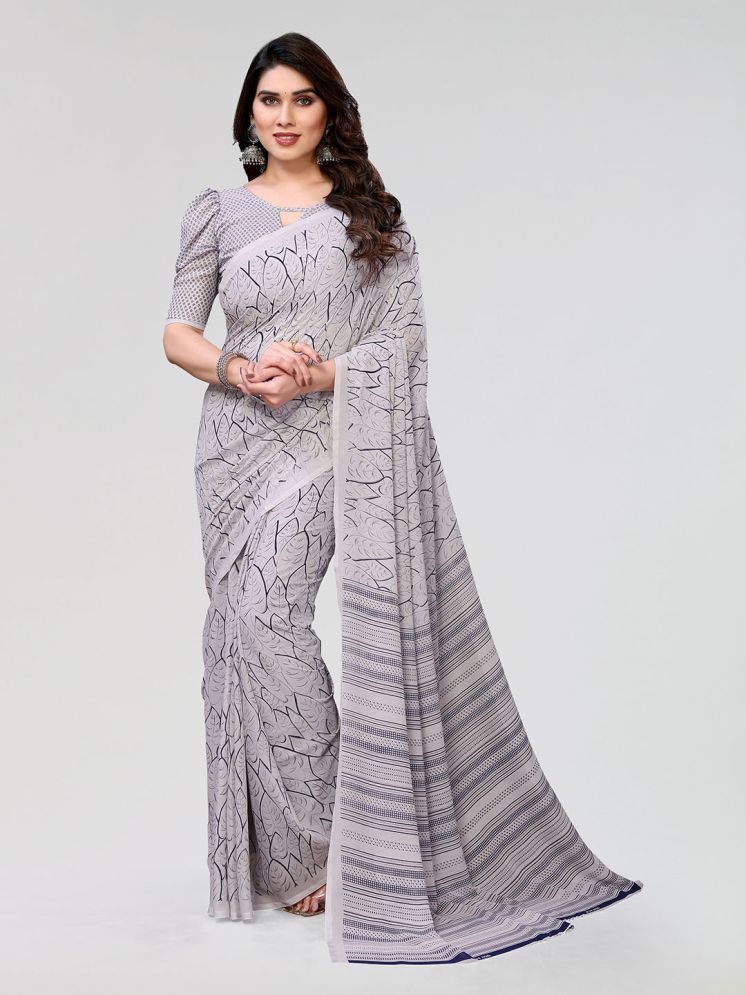     			Kashvi Sarees Pack of 1 Georgette Printed Saree With Blouse Piece ( Grey )