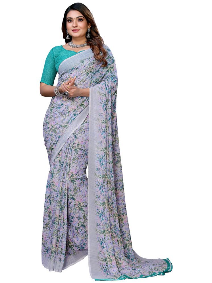     			Kashvi Sarees Pack of 1 Georgette Printed Saree With Blouse Piece ( Green )